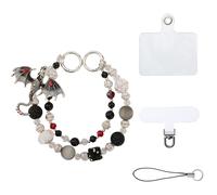 Phone Wrist Strap - Phone Charm, Wrist Lanyard, Forth Wing Merch, Dragon Beaded Decor for Lanyard Bag Charm, Anti-Lost Wrist Lanyards Chain,Dragon Gift,Hand Wrists Strap with Tether Tabs (GRAY)