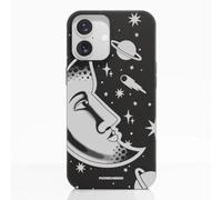 PHONECASES3D Mobile Case for Apple iPhone 16 Sinsentido - Compostable Phone Case - Planet Moon in Black and White - Ergonomic Design - Lightweight and Durable Protection for Mobile Phone - Black