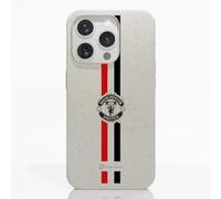 PHONECASES3D - Phone Case compatible with Apple iPhone 16 Pro Manchester United FC - Vertical stripes & shield - Ergonomic Design - Lightweight & Durable Protection - White