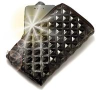 PhoneMate "Princess" Luxury Padded Leather Zipped Wallet / Holder with "Dreamer" Phone Charm 10012 for Mobile Phone and Credit Cards Genuine Embossed Pouch / Skin / Case / Wallet / Card Holder for