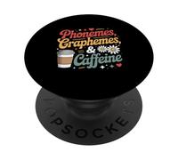 Phonemes Graphemes and Caffeine Funny Reading Back to School PopSockets Adhesive PopGrip