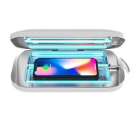 PhoneSoap Pro UV Smart Phone Sanitizer & Universal Cell Phone Charger Box | Patented & Clinically Proven 360-Degree UV-C Disinfection | Disinfects and Charges All Phones (White)