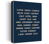 Phonetic Alphabet Canvas Painting Airplane Decor Aviation Art Prints for Home Boys Room Playroom Nursery Wall Decor Framed Artwork Pilot Gifts(12x15 Inch)