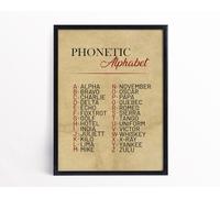 Phonetic NATO Alphabet Print Framed Poster NATO Radio Maritime Police Army Fire Poster A5 - Wall Art Home Decor Movie Poster Canvas Film Cinema Retro Vintage Cult Classic Nostargic Saga Modern reprin