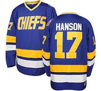 Phoneutrix Hanson Brothers Charlestown Chiefs 16 Jack 17 Steve 18 Jeff Slap Shot Movie Hockey Jersey Blue, 17 Blue, XXXL