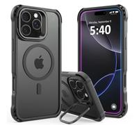 Phonic Pro Shield iPhone 16 Pro Case [Invisible Kickstand] 12ft Military-Grade Drop Protection Crystal Clear Back, Compatible with MagSafe, Slim Shockproof Case For iPhone 16 Pro (Black)