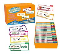 Phonics Book Kit with Cover and Flash Cards - Family Building Activity Set with Reading Words and Rhyme, Learn to Write Sounds, Sight Words, Educational Games
