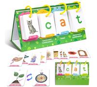 Phonics CVC Flip Chart for Kids CVC Word Games, Double-Sided Word Builder Cards with Short Vowel Sounds, Educational Spelling Toys for Classroom & Home Learning, for School Teacher and Parents