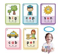 Phonics Flash Cards, 70 Piece Reading Set, 3.15 x 4.33 Inches Portable & Sturdy Design, Early Education Learning Puzzle for Girls, Boys, Classroom, Indoor, Kindergarten, Homeschool