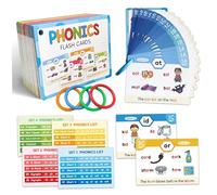 Phonics Flash Cards for Kids Ages 4-8 - 65 Cards with 118 Phonics Sounds to Learn to Read - Includes Colorful Rings for Easy Storage & Organization