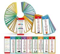 Phonics Flash Cards for Toddlers & Preschoolers - Master 117 Sound Groups & 900+ Rhyming Words - Waterproof Kindergarten Learning Materials for Reading & Spelling, 2.75x7" Portable Set (2PCS)