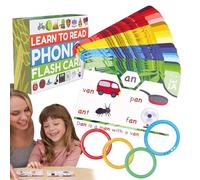 Phonics Flash Cards - Readers with Educational Reading for Children, Stage Based Literacy Tools, 20-Level Visual Word with Consonant Vowel Mixes, Digraphs, Long Vowel Sounds for