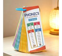 Phonics Flash Cards with Sight Words 60 Double-Sided Educational Learning Aids for Preschool Kindergarten Ages 4-8 Alphabet CVC Vowel Teams Spelling Reading Games for Home School Supplies
