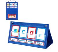 Phonics Flash Cards, Word Building Desktop Tent Cards Set, CVC Flip Chart for Kids CVC Word Games, Double-Sided Word Builder Cards with 46 Cards, for Reading and Spelling Learning Education Card Toy