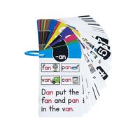 Phonics Learning Flashcards with Words & Images, Vocabulary Building Tool for Kindergarten Teaching & Home Use Double-Sided Set Classroom Aid Words Images