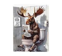 Phonily Funny Moose Metal Tin Sign Moose Read Newspaper Wall Art Moose Wall Decor for Bathroom Bedroom Living Room Decoration 12W*16L