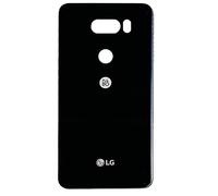 Phonmatic Back Glass Battery Cover for LG V30 with Adhesive and Logo Glass Back Housing Rear Cover (Black)