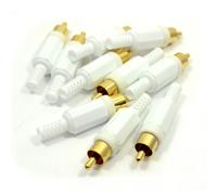Phono RCA Gold Plug End White Gold Solderable Connection Male [10 Pack]