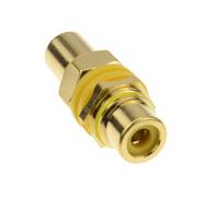 Phono RCA Panel Mount Socket Through Adapter Yellow Composite Gold