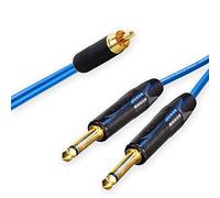 Phono RCA Split to 2 Dual Neutrik Mono Jacks Cable. Splitter Summing Lead 3m+ (15m, Blue)