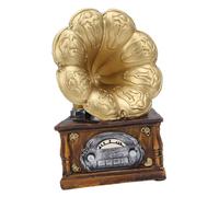 Phonograph Model Decoration Vintage Retro Gramophone Record Player Ornament for Home Photography Prop Resin Gold