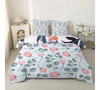 phonxia Blue branches Duvet, Coverless Single Duvet 7.5 Tog, Breathable Retro Floral Print Comeforter Set for All Season, Lightweight Machine Washable Single Quilt 135x200, Jungle Style P104