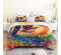 phonxia Colorful Duvet - Super King Size Breathable Sloths Comforter for All Year Round, Coverless Machine Washable Quilt 4.5 Tog, Lightweight Superking Duvet 220x260 Animals U188