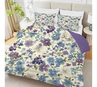phonxia Ditsy Blue Purple Daisy Duvet - Super King Size Breathable Mixed Pastel Comforter for All Year Round, Coverless Machine WashableQuilt 4.5 Tog - Lightweight Superking Duvet 220x260 L44