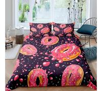 phonxia Doughnut Duvet Cover Sets, Reversible Bedding Bed Set, Quilt Covers With Matching Pillowcases, 3D Patterns, Double