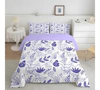 phonxia Duvet King Size - Flowers Coverless Duvet 7.5 Tog with Retro Comforter Set Machine Washable - Purple Duvet Quilt King Size with 2 Pillowcases 230x220cm J217