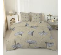 phonxia Duvet Single - Ginkgo biloba flowers Coverless Duvet 7.5 Tog with Red Comforter Set for Autumn Summer Soft Ginkgo leaves Quilt with 2 Pillowcase 135x200cmT51