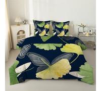 phonxia Duvet Super King Size 7.5 Tog - Ginkgo Leaf Jungle Coverless Duvet Black/Gold Comforter for All Year Round Ginkgo leaves Quilt 220x260 with 2 PillowcasesT23
