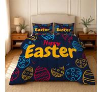 phonxia Easter Eggs Duvet Super King Size Coverless Duvet 4.5 Tog Festival & Holiday, Machine Washable Soft Lightweight Comforter Set for Autumn Summer, 1 Superking Quilt 220x260cm, U116