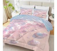phonxia Golden Starfish Duvet - Super King Size Breathable Dreamy Pink Comforter for All Year Round, Coverless Machine Washable Quilt 7.5 Tog, Lightweight Superking Duvet 220x260 D104