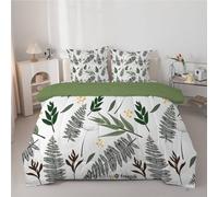 phonxia Green Duvet Super King Size - Breathable Plant Leaves Comforter for All Year Round - Coverless Machine Washable Quilt 7.5 Tog - Lightweight Superking Duvet 220x260 G98