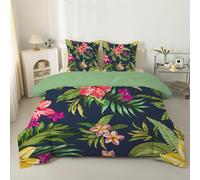 phonxia Jungle Duvet, Coverless Single Duvet 7.5 Tog, Breathable Green Leaves Comeforter Set for All Season, Lightweight Machine Washable Single Quilt 135x200, Monstera Pattern P15