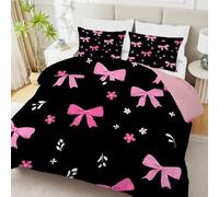 phonxia Large Pink Bow Queen Size Duvet - Coverless Duvet 4.5 Tog with Tiny White Daisy Comforter Set for Boys and Girls, 1 Quilt 228x228cm Breathable with 2 Pillowcases,Machine Washable L50