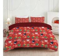 phonxia Red Christmas Single Bed Duvet Cover Set - Gray plaid Soft Duvet Cover Single Bed 135x200 with Zipper Closure Hypoallergenic Microfiber + 2 Pillowcase 50x75cm RedFF26