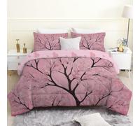 phonxia Romantic Heart Pattern Duvet Super King Size - Coverless Duvet 4.5 Tog with Pink Sakura Cherry Blossom, Lightweight Comforter Set for All Season, 1 Summer Superking Quilt 260x220cm V91