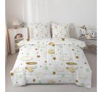 phonxia Stars Duvet King Size 7.5 Tog - White Coverless Duvet Soft Lightweight Reversible Animal Comforter Set for Boys, Girls, Teenagers Quilt King Size 230x220 with 2 Pillowcases G119