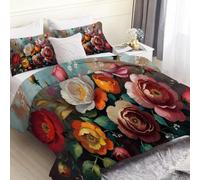 phonxia Vintage Pattern King Duvet Reversible -Abstract Style Coverless Duvet, Quilt for All Seasons Luxury Comforter with 2 Pillowcases, Washable Duvets King, 240x220cm C67