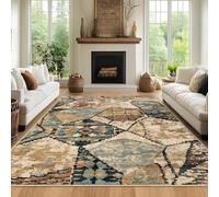 phonzenuo Area Rug for Living Room, 200x300cm, Non-Slip Backing Boho Large Bedroom Carpet, Cream Light Blue Big Indoor Rug for High Traffic Areas in Dining Room Farmhouse Office Home Decor (Abstract)