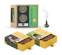PHOOL LUXURY INCENSE Aromatherapy Pack (80 Incense Cones, 2 Fragrances, Tea Tree and Lemongrass) (Green)