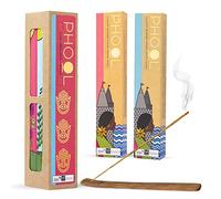 PHOOL LUXURY INCENSE Good Vibes Pack (80 Incense Sticks | 2 Fragrances- Indian Rose & White Cedar) (Orange)