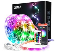 phopollo 30m Led Strip Light,RGB Music Sync Color Changing,Smart App Control Remote,24v Led Lights for Bedroom Lighting (15Mx2) [Energy Class A]