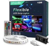 phopollo Led Lights for Bedroom, 10m Led Strip Lights with 44 Keys Remote, Flexible 12v Coloured Changing Led Lights (1 Roll) [Energy Class A++]