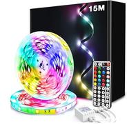 phopollo Led Lights with 44 Keys Remote Control for Bedroom, Flexible 24v 5050 RGB Color, 7.5m×2 Charging Led Lights