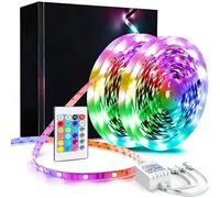 phopollo Led Strip Light, 15m Led Light Strips with 24-Keys Remote, Flexible 5050 RGB Colour Changing for Bedroom, Party (7.5Mx2)