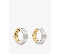 Phoria Womens Phoria Powerplay Dual-Tone 18ct Gold-Vermeil Plated Sterling-Silver Hoop Earrings Silver/Gold
