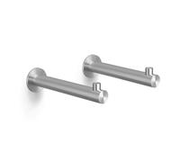 PHOS Design Set of 2 Stainless Steel Wall Hooks Diameter 20 mm with Incoming Pin, 15.3 cm Long, Includes Hat Rose Diameter 40 mm for Attachment, Hand Polished, Universal Use
